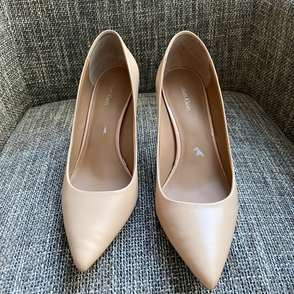 Calvin Klein nude leather heels
